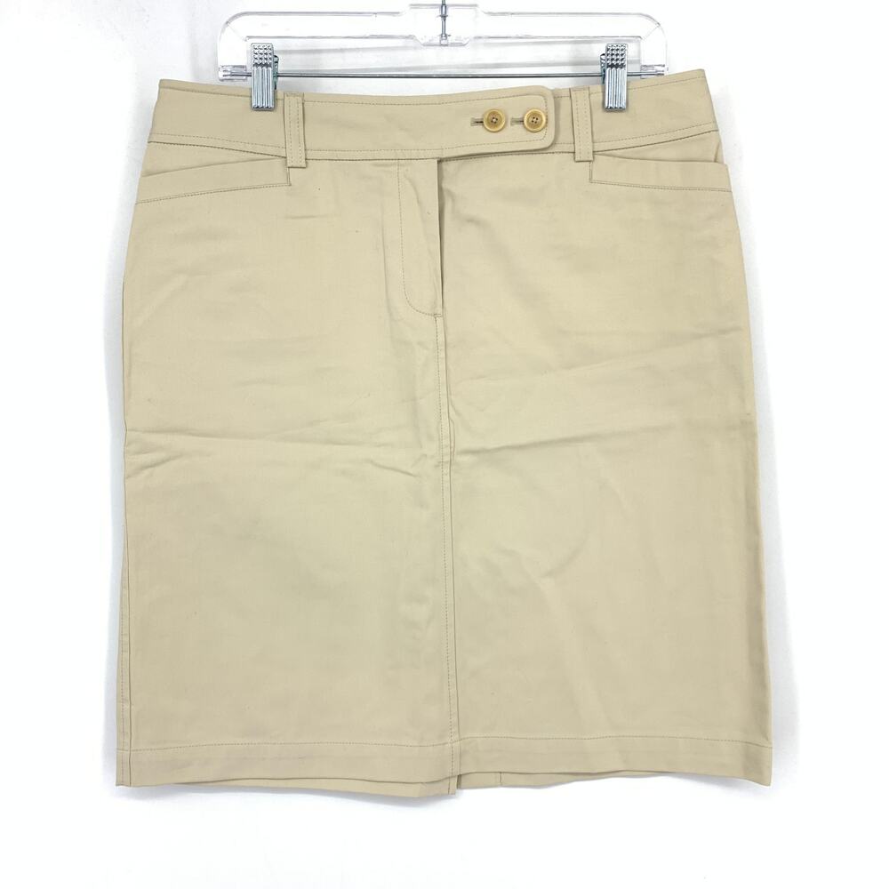 Eddie Rodriguez Straight Skirt Womens Size 10 Light Tan 100% Cotton